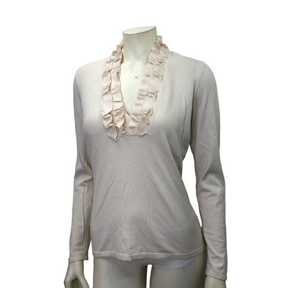 Lauren Ralph Lauren Sweaters - LAUREN RALPH LAUREN RUFFLE V‎ NECK SWEATER MD